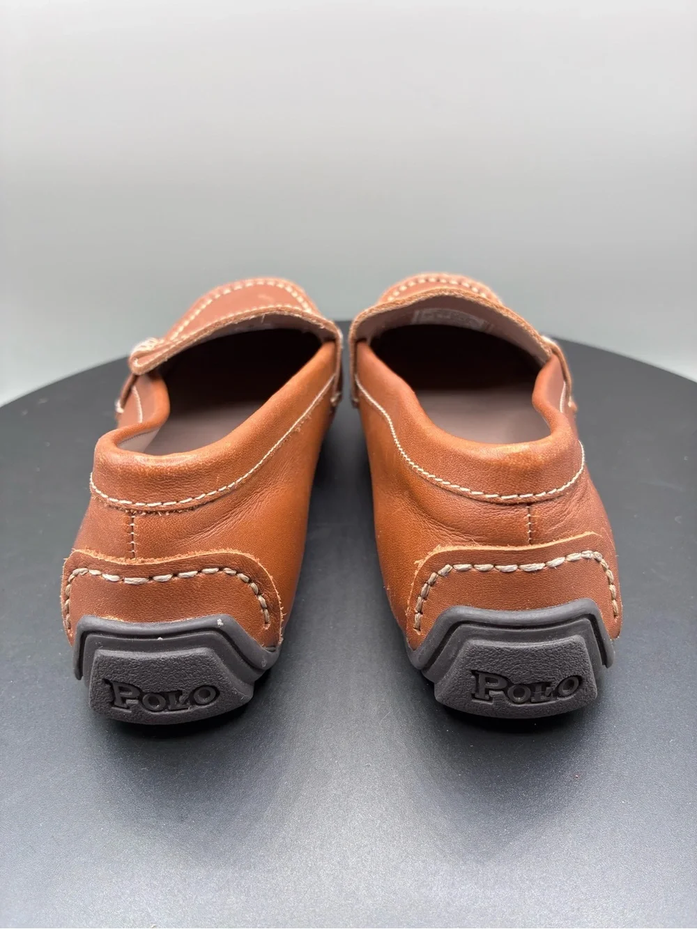 Polo Ralph Lauren Telly Leather Loafers Boys’ Size 1 Tan Burnished